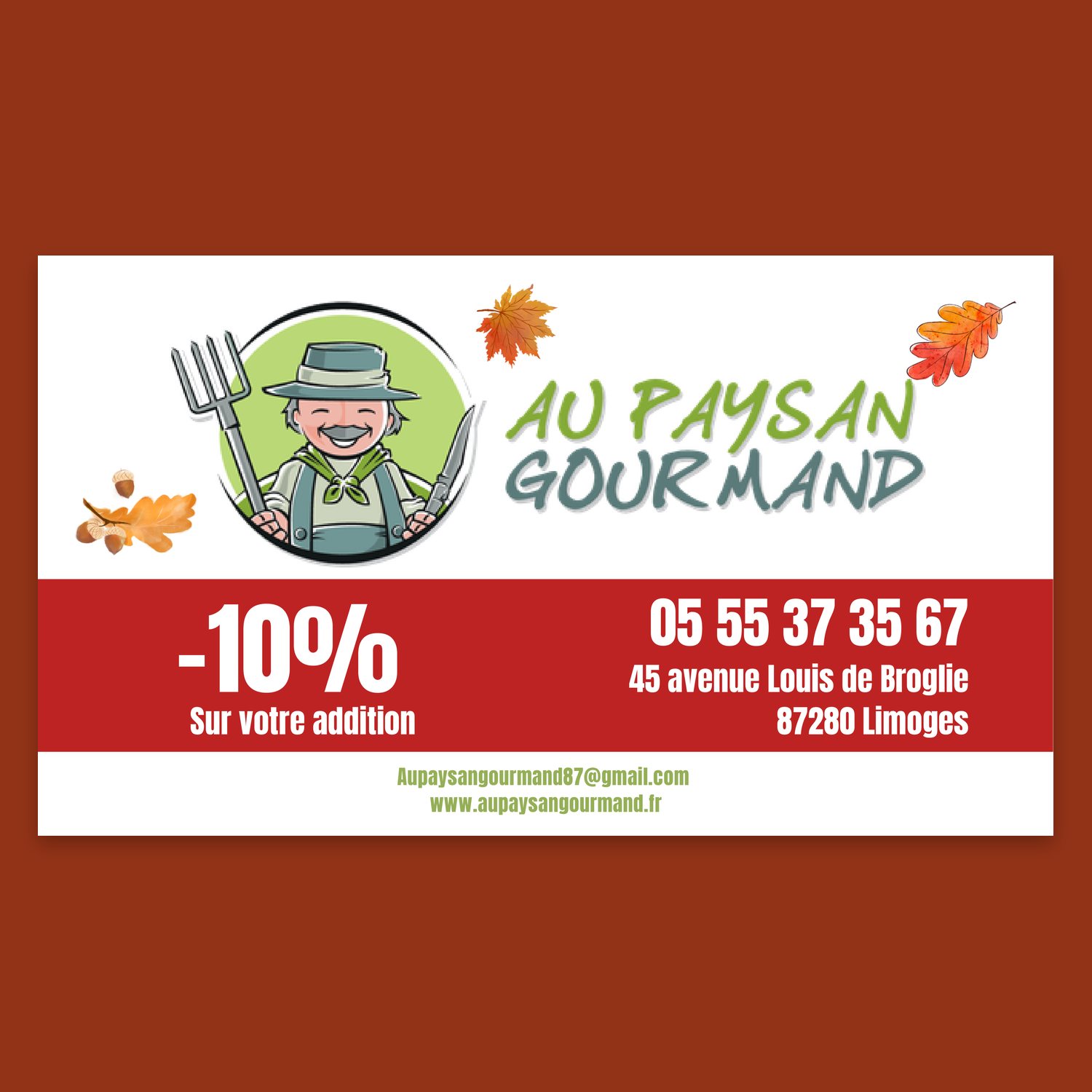 La carte de fidélité du restaurant : 10 % sur votre addition