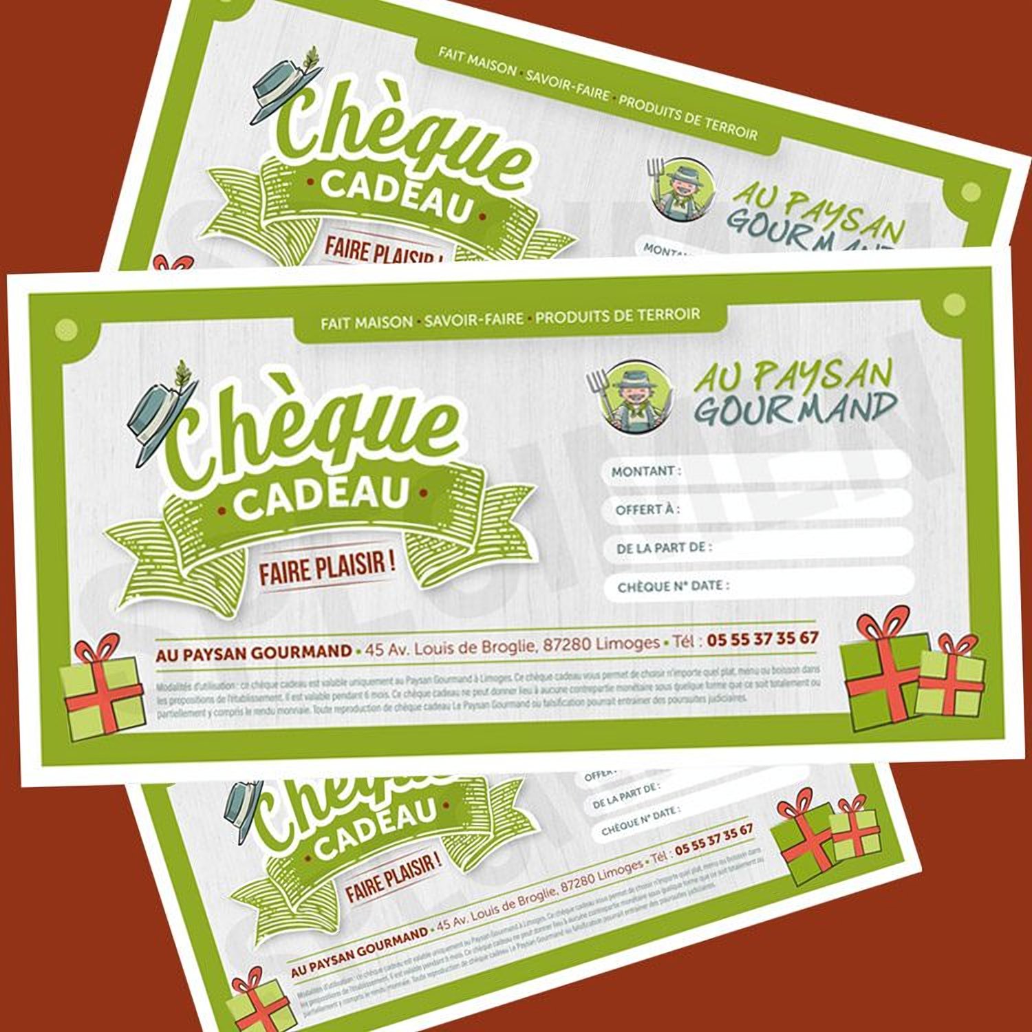 Les chèques cadeaux du restaurant