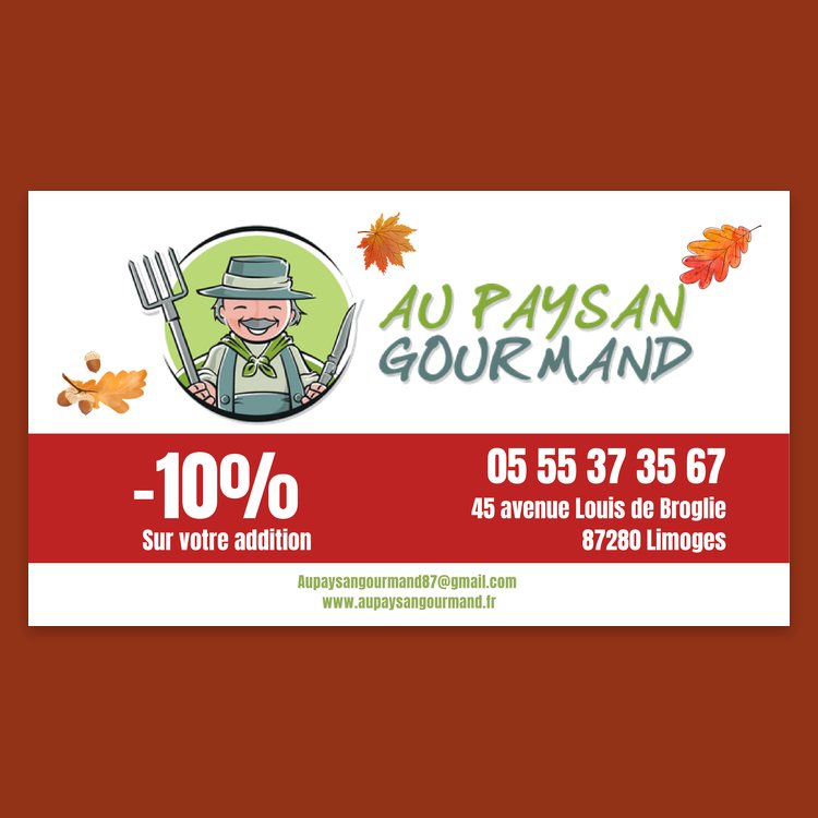 La carte de fidélité d’Au Paysan Gourmand : 10 % sur votre addition