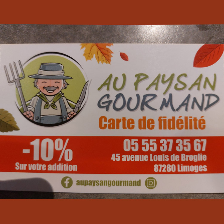 Cartes de fidélité - Au Paysan Gourmand